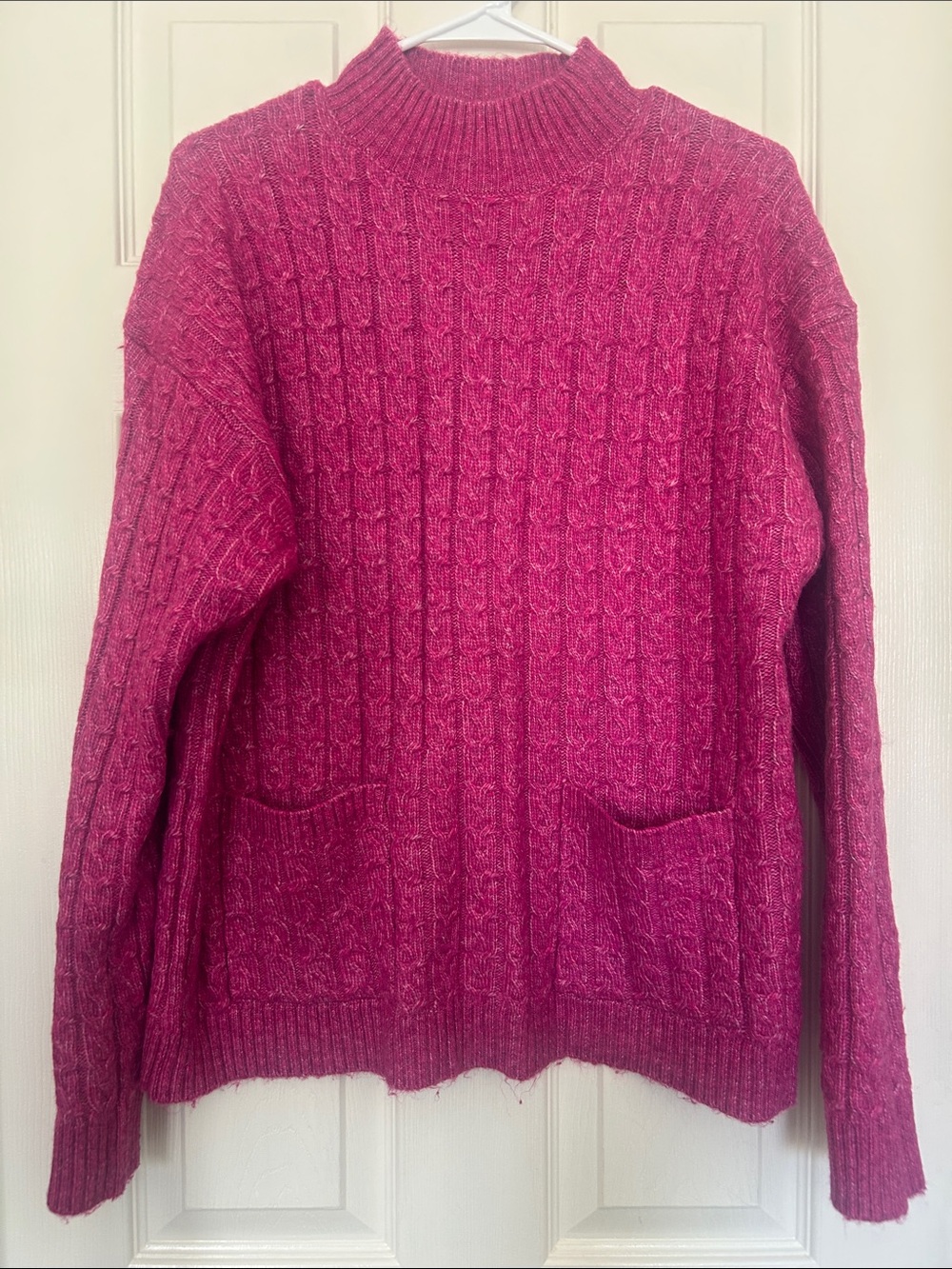 St. John's Bay Hot Pink Cable Knit Mock Neck Sweater